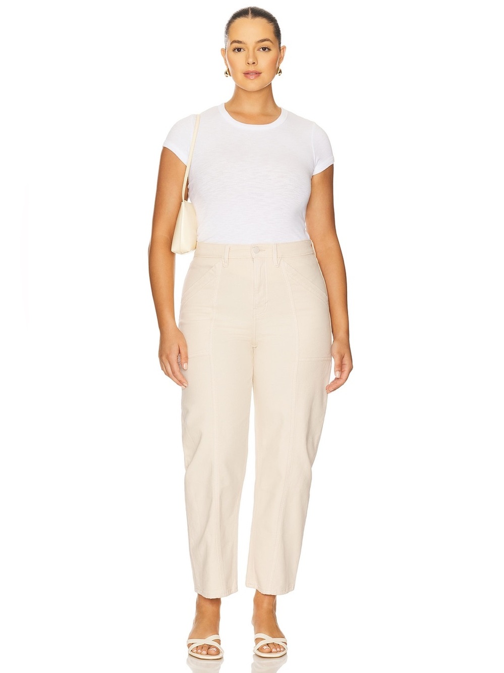 GOOD AMERICAN CANVAS CROPPED BARREL PANTS